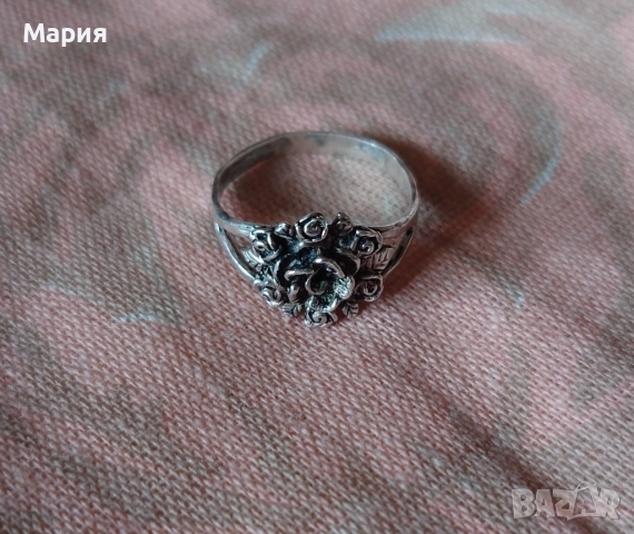 Сребърен пръстен с рози, снимка 3 - Пръстени - 52212364