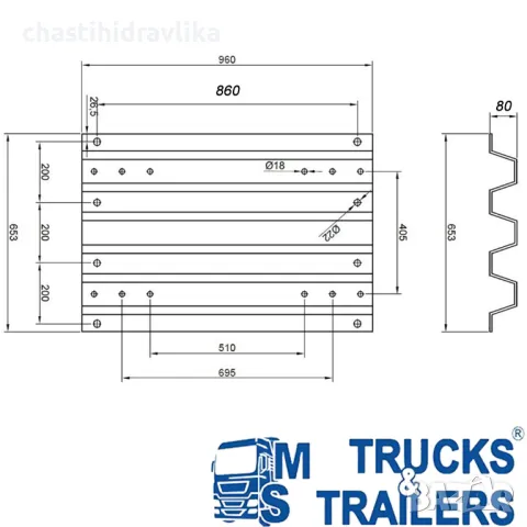 Плоча за лафет 80mm ACTROS MP2 - MP3 H80MP2MP3, снимка 2 - Части - 48410145