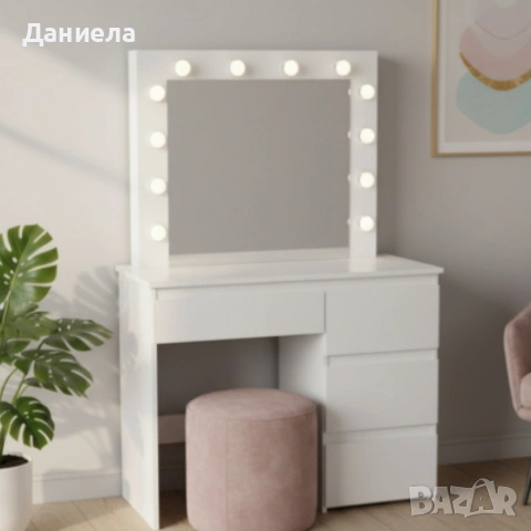 Тоалетка с голямо Led огледало - перфектна за всеки интериор, снимка 8 - Тоалетки - 53833738