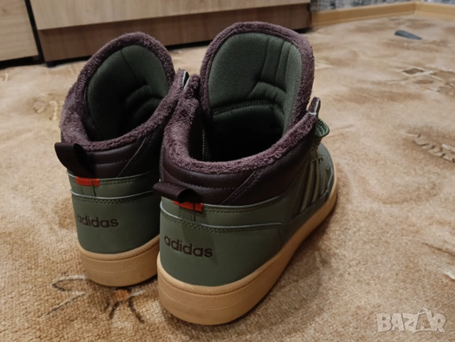 Почти нови топли оригинални мъжки зимни кецове Adidas 44 ти номер Зелени, Еко кожа, Полар, снимка 3 - Мъжки боти - 52805773