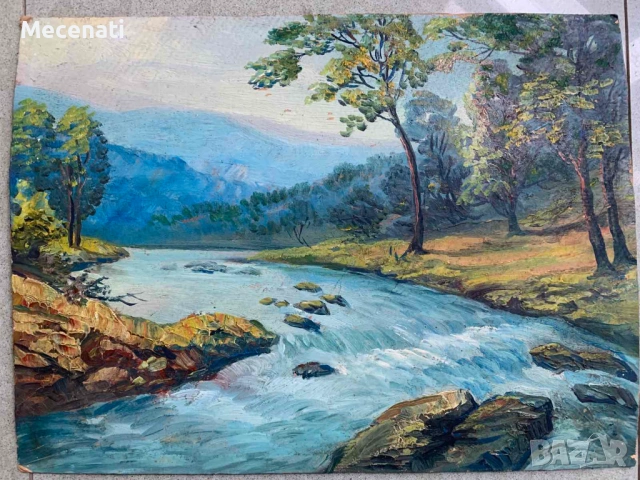 ВИКТОР ПОПОВ Масло/картон "Тетевенско - пейзаж" , снимка 11 - Картини - 53122724