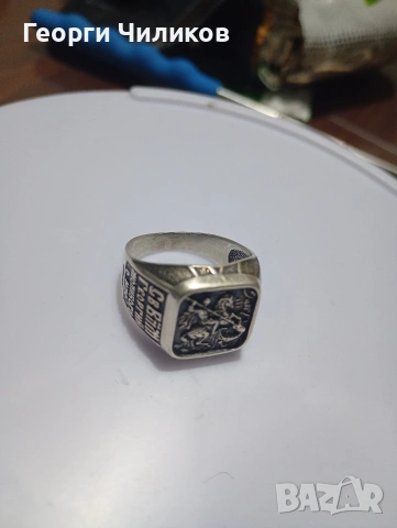 сребърен пръстен Св Георги , снимка 3 - Пръстени - 53102446