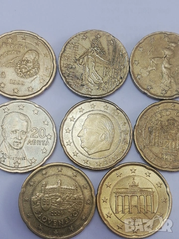лот от 8 броя-20 евроцента различни държави, снимка 3 - Нумизматика и бонистика - 47993294