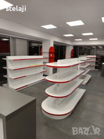 Метални стелажи - островни и крайстенни, снимка 2 - Стелажи и щандове - 44598373