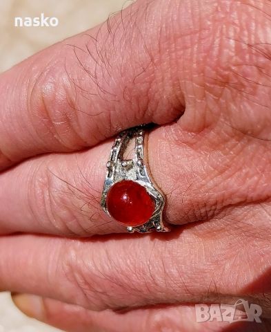 Старинен пръстен с карнеол , снимка 5 - Антикварни и старинни предмети - 46430910
