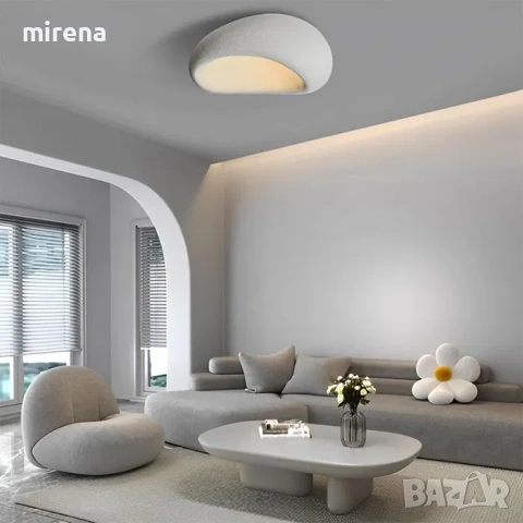 Каменен полилей в скандинавски стил облак смола Wabi-sabi 30, 40см, снимка 3 - Лампи за таван - 53224588