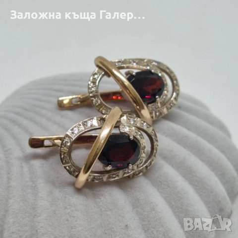 Елегантни златни обеци 585 с фианити – 5,26 г, снимка 7 - Обеци - 54215446