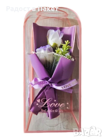 Букет вечни рози в подаръчна кутия, снимка 4 - Подаръци за жени - 53198526