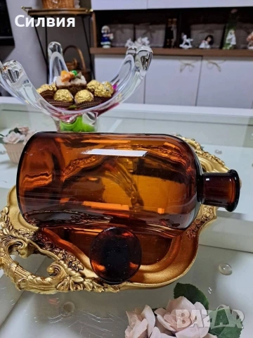 Винтидж стъклена бутилка от 60-те години, снимка 3 - Колекции - 53879587