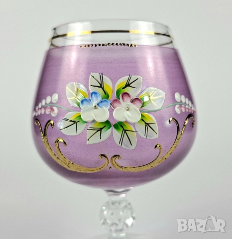 Комплект 6 бр стъклени чаши в лилав цвят, снимка 3 - Чаши - 52866416
