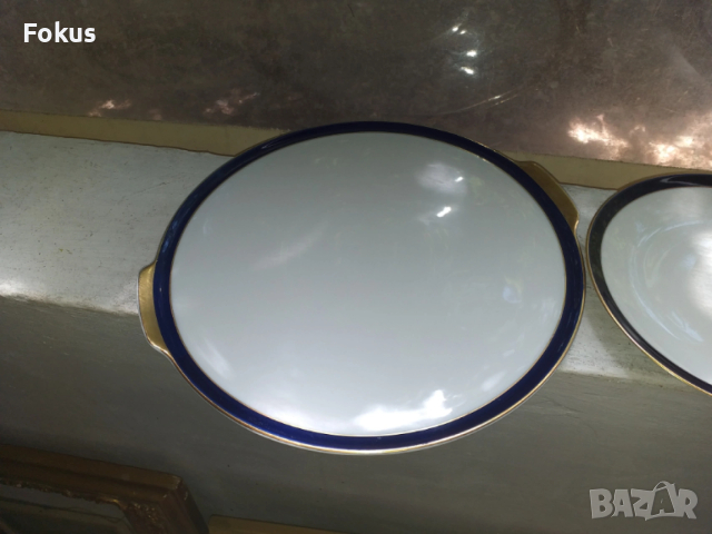 Порцелан Edelstein Bavaria злато кобалт лот 6 чинии и плато, снимка 4 - Антикварни и старинни предмети - 53422854