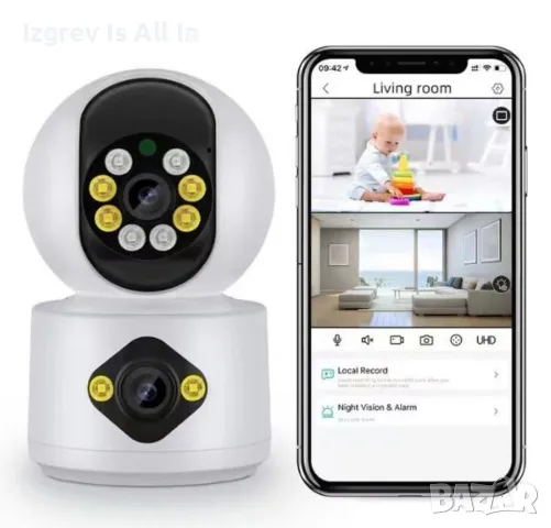 Камера за наблюдение и бебефон LYLU – Full HD 1080P с 360° ротация и управление чрез приложение iCSe, снимка 1 - Други - 49097803