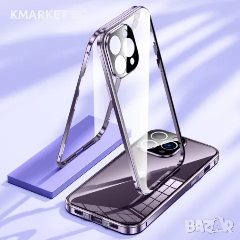 Apple iPhone 15 Удароустойчив Калъф Metal Frame с Магнит 360 Градуса Защита и Протектор, снимка 4 - Калъфи, кейсове - 47206119