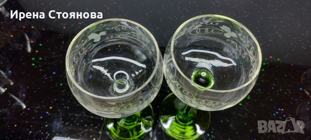 2 кристални чаши за вино с гравюра лозов лист и леко оребрение. 170 мл, снимка 9 - Чаши - 46459919