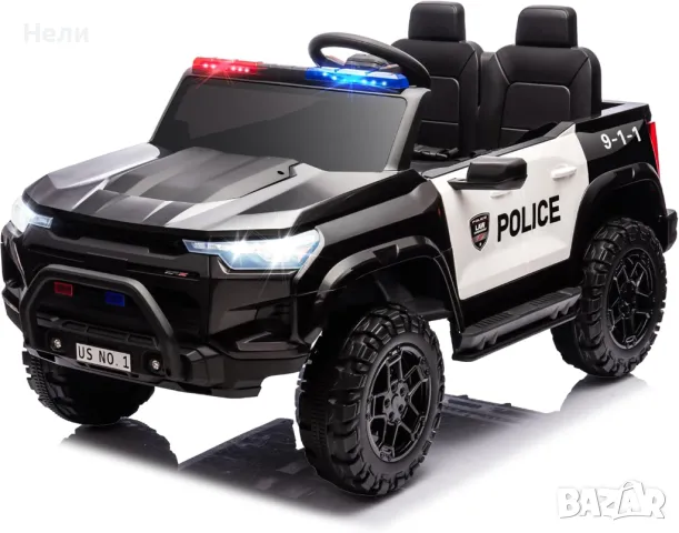 Двуместен акумулаторен джип POLICE 4X4 24V MP3 меки гуми,Кожена седалк, снимка 15 - Детски велосипеди, триколки и коли - 48292066