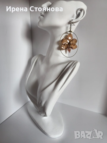 Обеци с естествен цвят на орхидея в кафяви нюанси., снимка 9 - Обеци - 53738154
