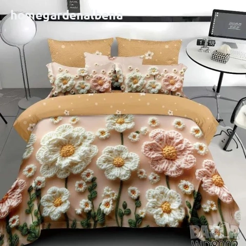 Флорален спален комплект с ластик 100% памук 200x230 / 180x200, снимка 15 - Спално бельо - 54094921