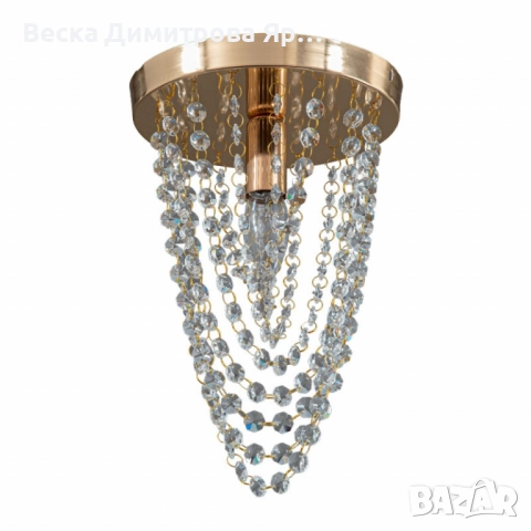 Луксозен плафон с кристали – впечатляващ светлинен ефект дори в малки помещения, снимка 2 - Полилеи - 52134975