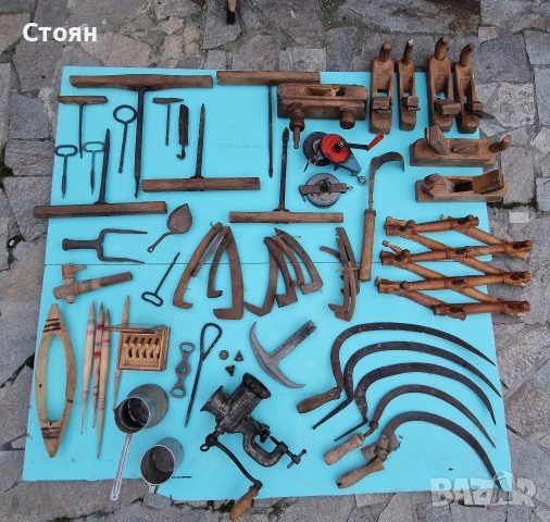 Старинни артикули за битов кът, механа бар, инструменти за дървообработка