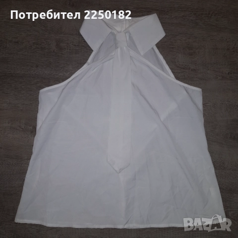 Бял топ тип риза с вратовръзка!, снимка 4 - Ризи - 52174079