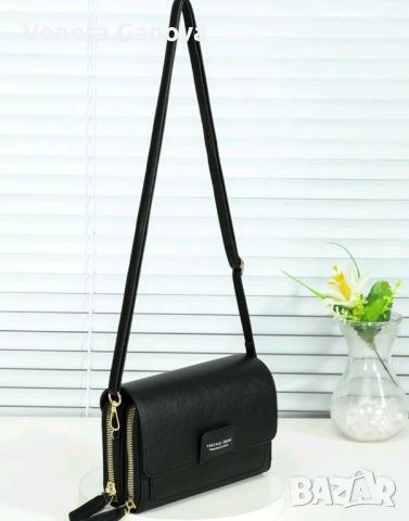 Кокетна черна чантичка с три прегради , снимка 3 - Чанти - 45556485