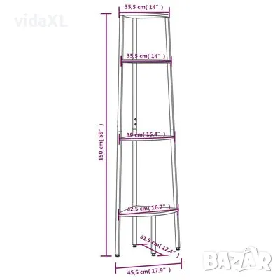 vidaXL Ъглова етажерка с 5 рафта Тъмнокафяво и черно 45,5x31,5x150 см (SKU:336392), снимка 4 - Етажерки - 48351142