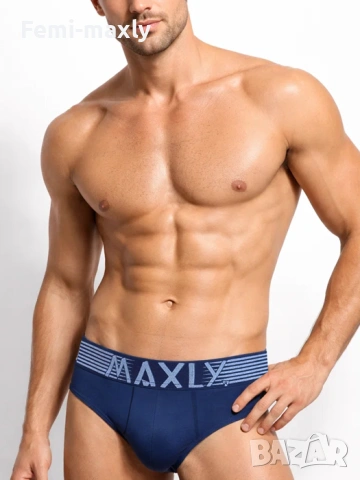 Класически Тъмно син Мъжки памучен слип с външен ластик 5663