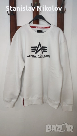 Нова Блуза Alpha Industries basic sweater white, Size XL