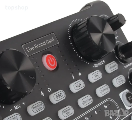 НОВА саунд карта / звукова карта / аудио миксер с Bluetooth. Мини Audio Mixer със звукови ефекти..., снимка 2 - Ресийвъри, усилватели, смесителни пултове - 50501857