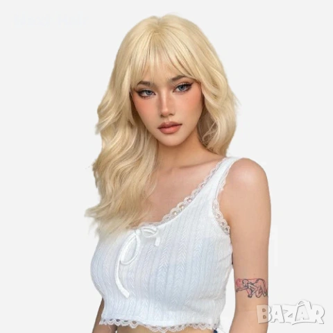 Руса чуплива перука 50 см с бретон