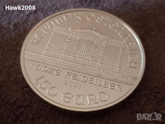 1 OZ унция 1 oz Австрийска Филхармония 2021 Сребърна монета, снимка 6 - Нумизматика и бонистика - 46483422