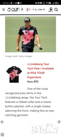 j.lindeberg tour tech golf polo - мъжка дизайнерска тениска КАТО НОВА Л, снимка 3 - Тениски - 54208234