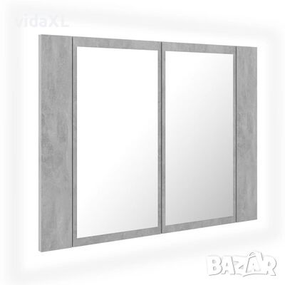 vidaXL LED шкаф с огледало за баня, бетонно сив, 60x12x45 см, акрил(SKU:804960, снимка 1 - Огледала - 45388736