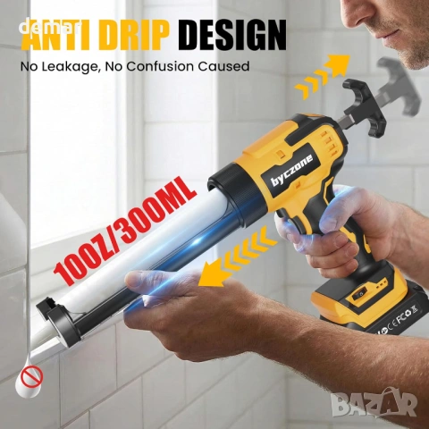 Електрически безжичен пистолет за силикон с 2X2000mAh батерии, против прокапване, LED светлина, снимка 4 - Други инструменти - 54029090