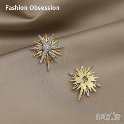 Елегантен комплект от обеци и колие със звезди, снимка 4 - Колиета, медальони, синджири - 53908559