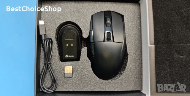 Геймърска безжична мишка KLIM Blaze X RGB, със станция за зареждане +дълготрайна батери+до 12000 DPI, снимка 4 - Клавиатури и мишки - 54260060
