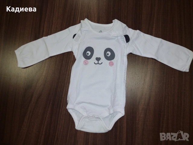 бебешко боди- панда с дълъг ръкав - размер 74