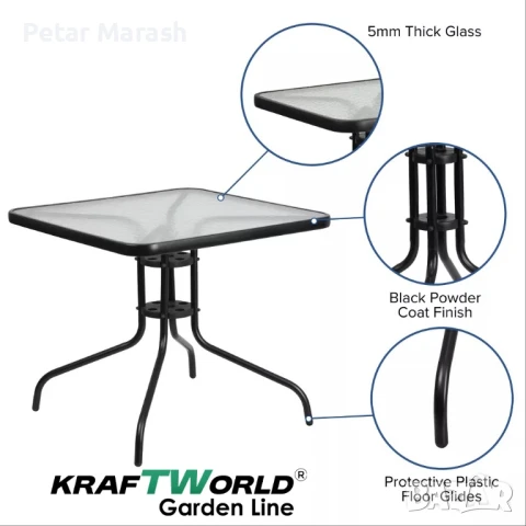 Градински комплект Sorento – маса 80×80 см + 4 метални стола, снимка 11 - Градински мебели, декорация  - 51147772