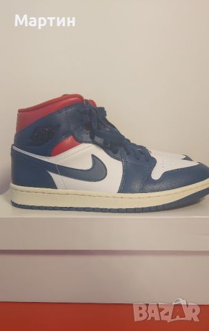 Jordan 1 Mid "French Blue & Gym Red" - Номер 41, снимка 1 - Кецове - 46329629