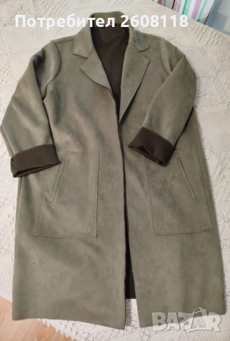 Зелено-каки сако/манто F&F –  размер L - XL, снимка 2 - Палта, манта - 53615978