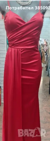 сатенена дълга рокля 