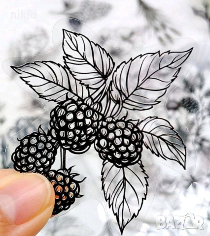 50 бр прозрачни черни черно бели самозалепващи лепенки стикери за украса декор картонена торта и др, снимка 8 - Други - 51254478