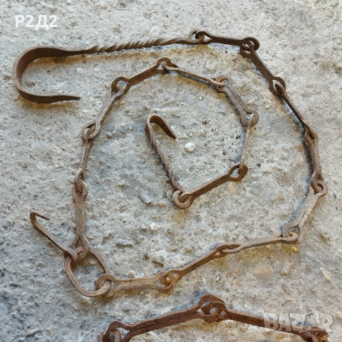 стари ковани вериги за огнище , снимка 2 - Антикварни и старинни предмети - 53134232