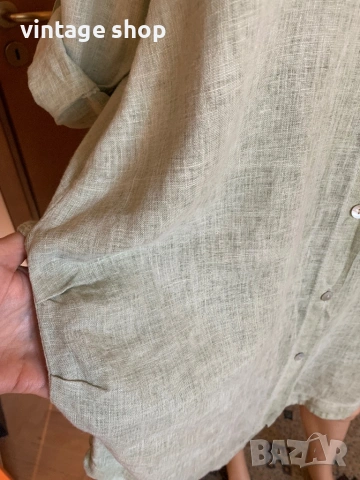 Ленена туника( тип риза) в цвят резеда, снимка 3 - Рокли - 53866063