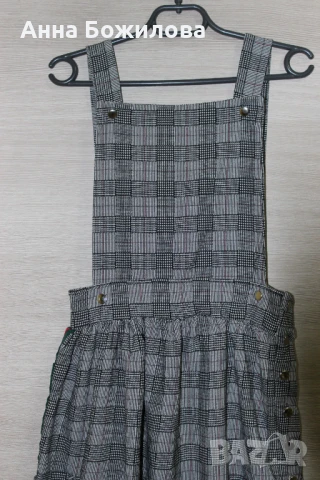 Дълга черно-бяла карирана рокля - сукман GIWEEN + ПОДАРЪК | Long checkered dress + A GIFT