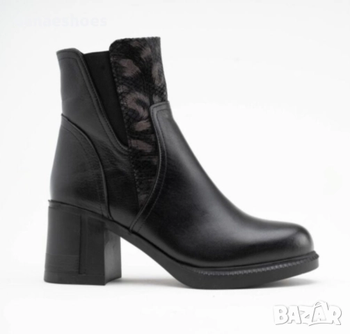 Дамски боти от естествена кожа на ток