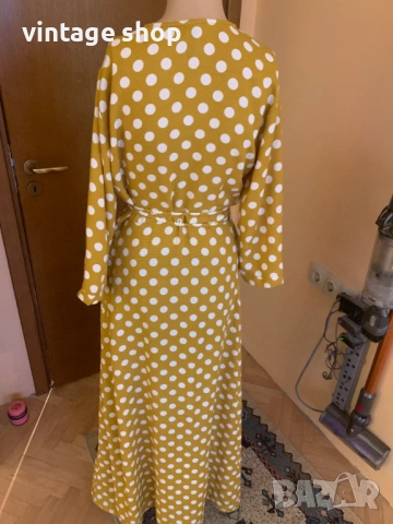 Рокля YAS  с десен точки в цввят горчица, размер M/L, снимка 7 - Рокли - 53811948