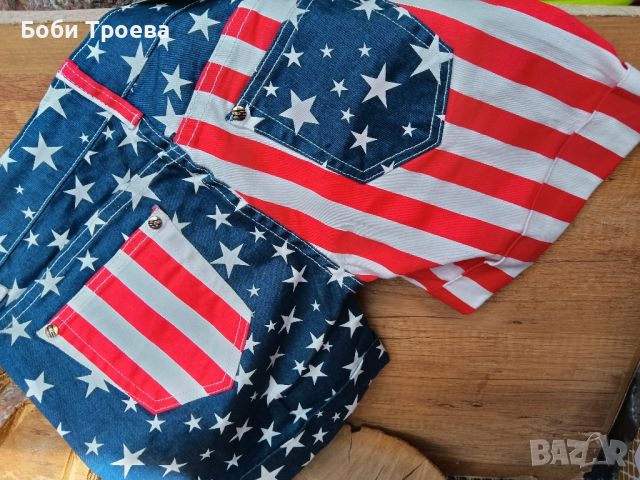 Удобни къси панталони с принт на американско знаме, дамски ежедневни, снимка 5 - Къси панталони и бермуди - 45324622
