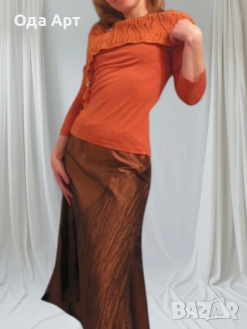 Блузата с плетен детал, вискоза, снимка 5 - Блузи с дълъг ръкав и пуловери - 50724937