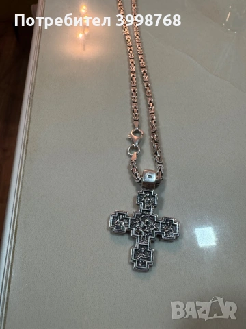 Сребъре ланец със кръст, снимка 2 - Колиета, медальони, синджири - 53673494